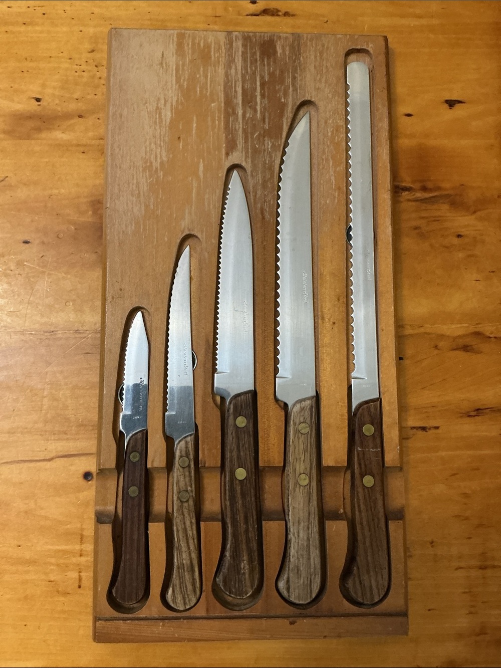 Magnetic Board Stainless Steel Serrated Knives, set of 5